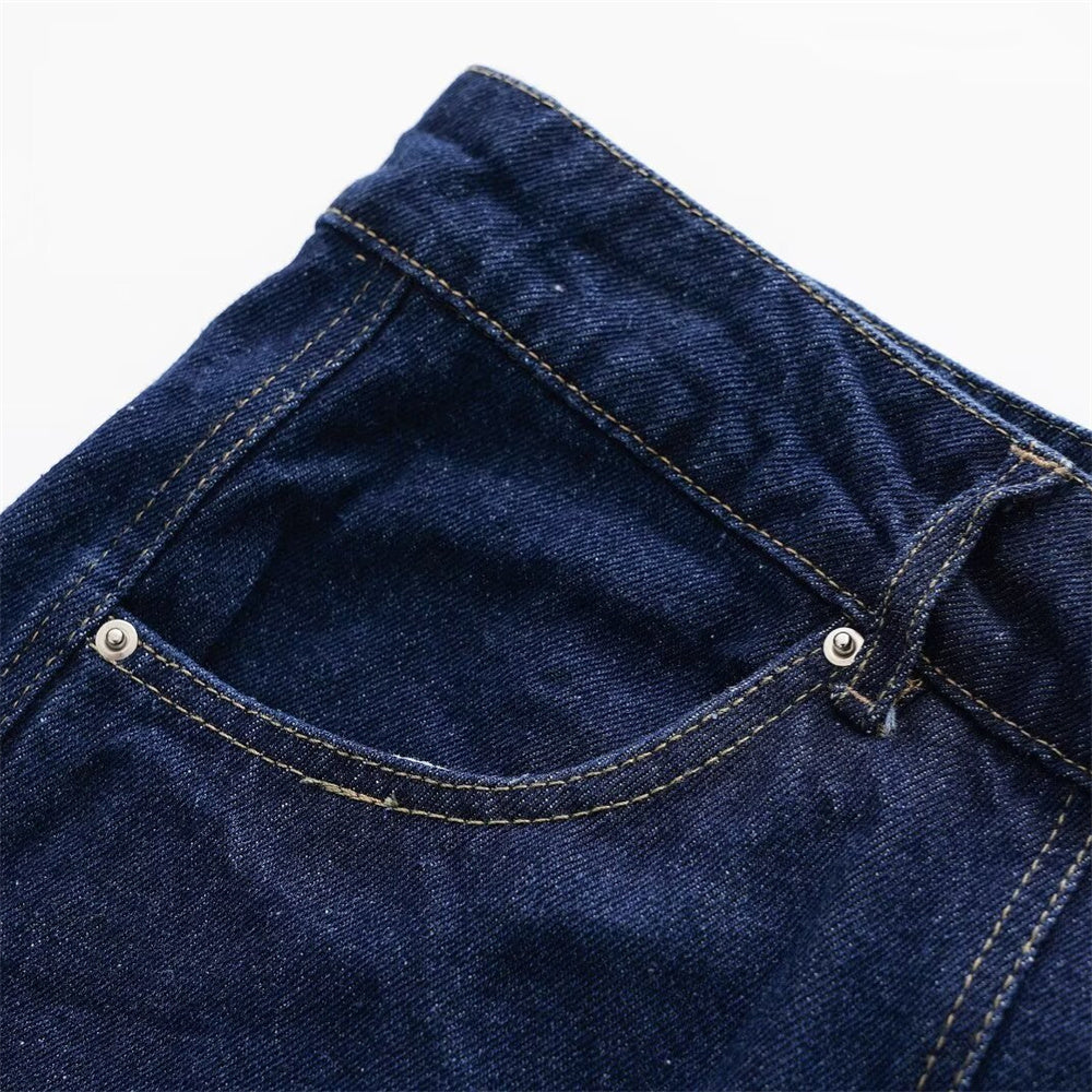 Mörkblå denimminikjol