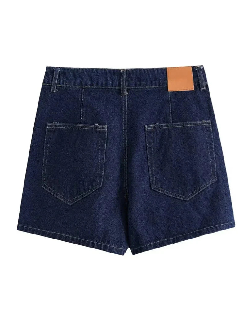 Mörkblå denimminikjol