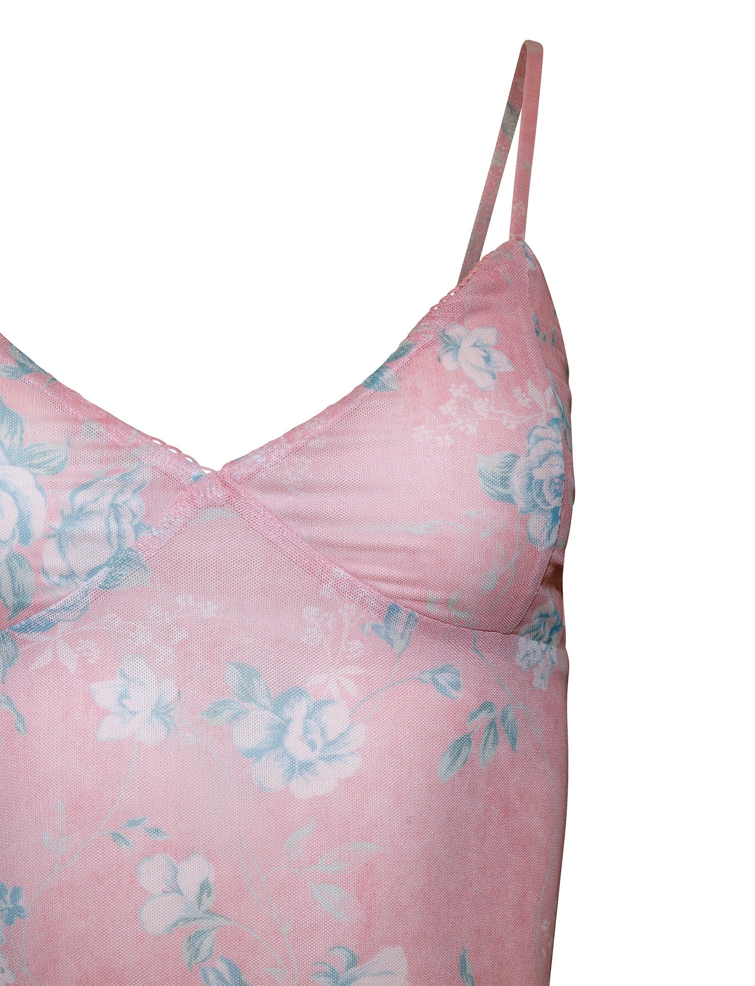 Blommig rosa spetsklänning