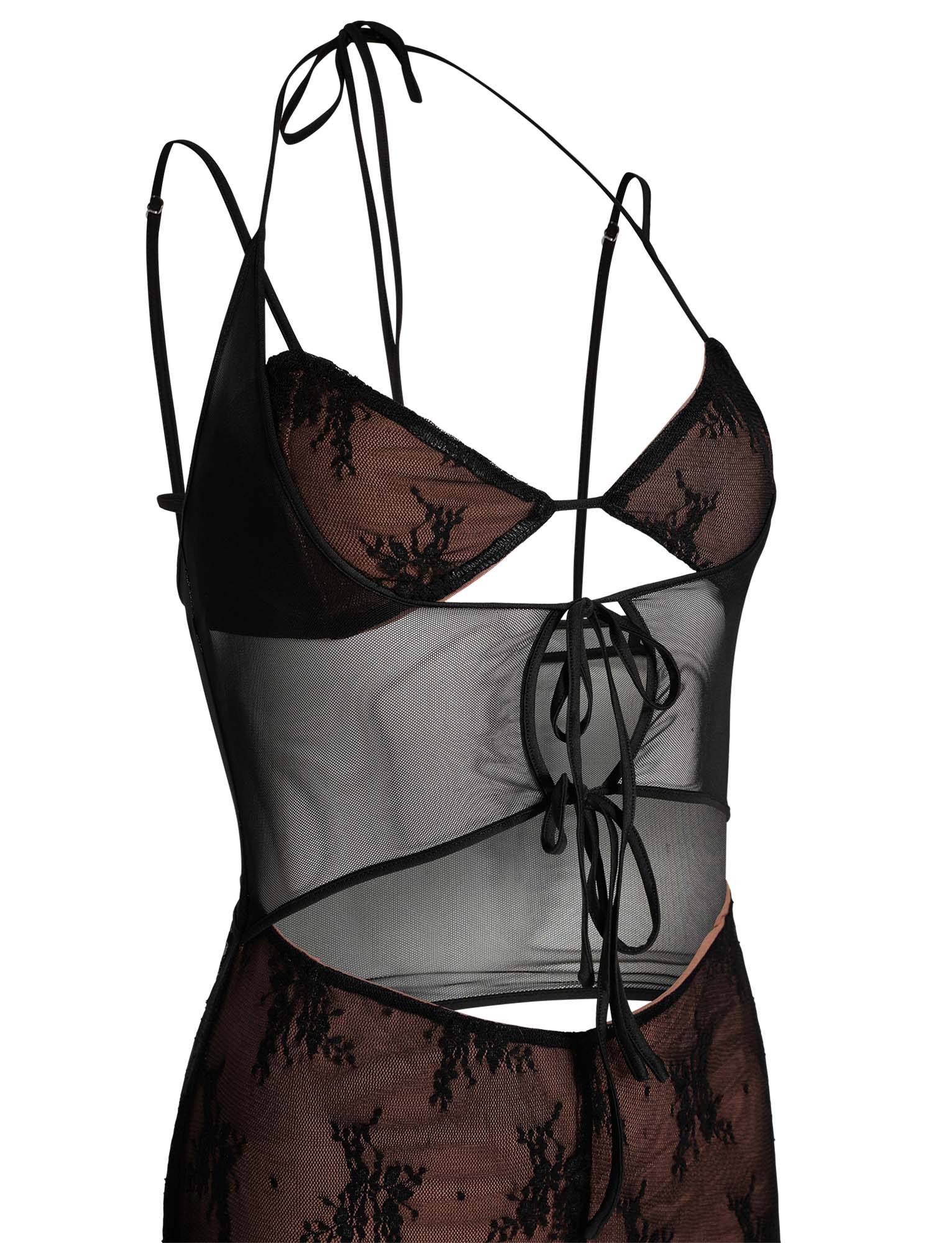 Lyxig transparent långklänning med utskärning