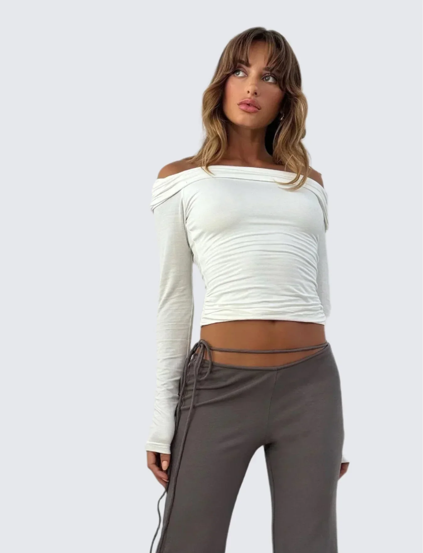 Off shoulder långärmad topp