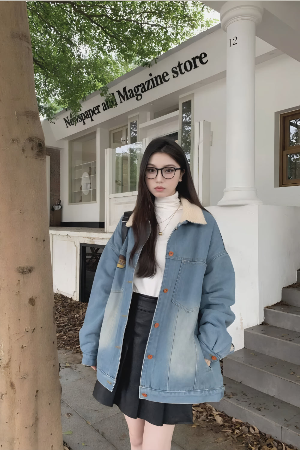 Noelle Denimjacka med Fuskpälskrage