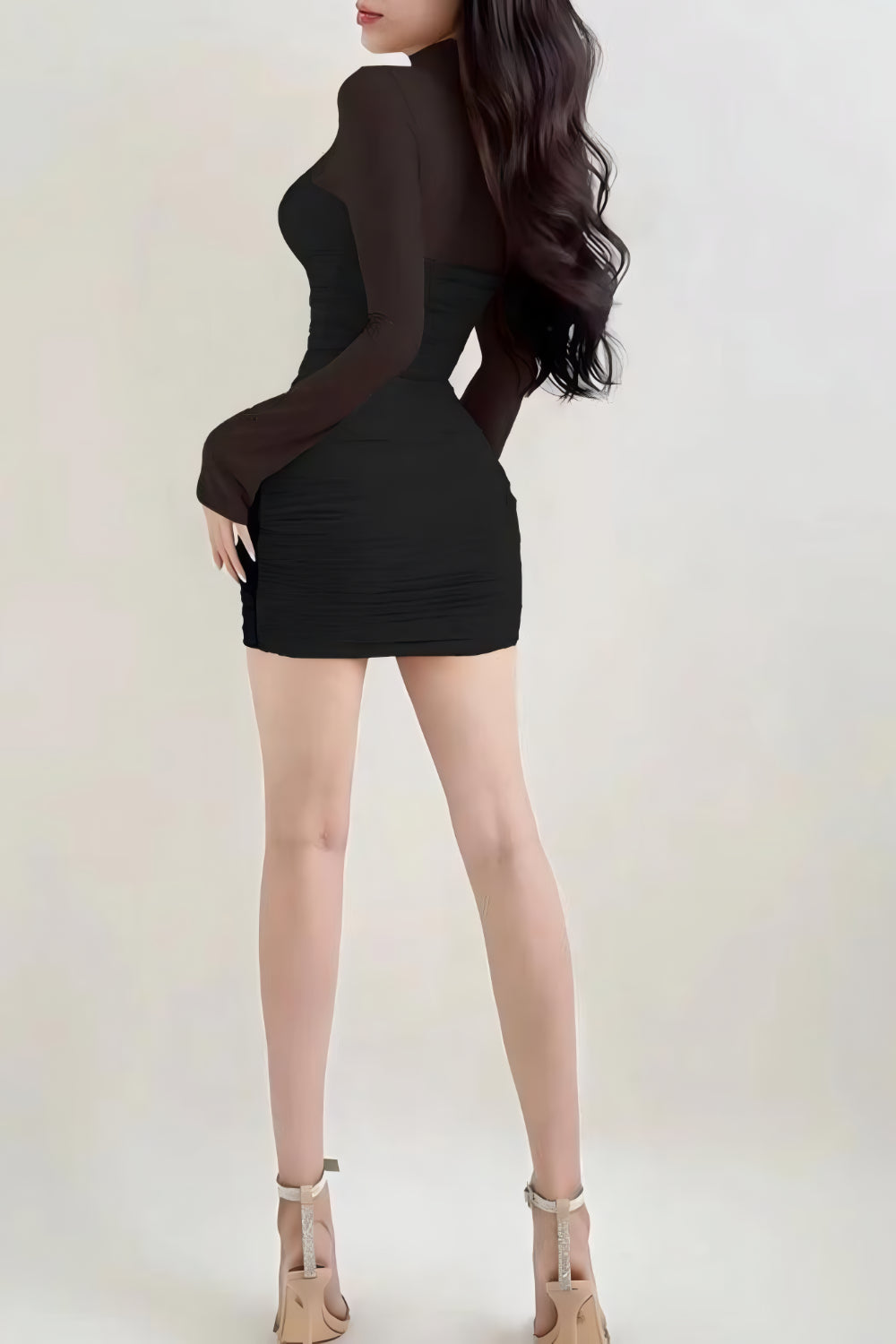 SVART TRANSPARENT BODYCON-KLÄNNING