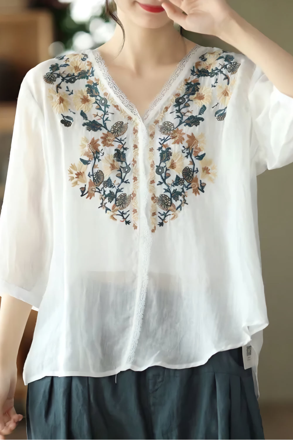 VINTAGE BRODERAD TOPP