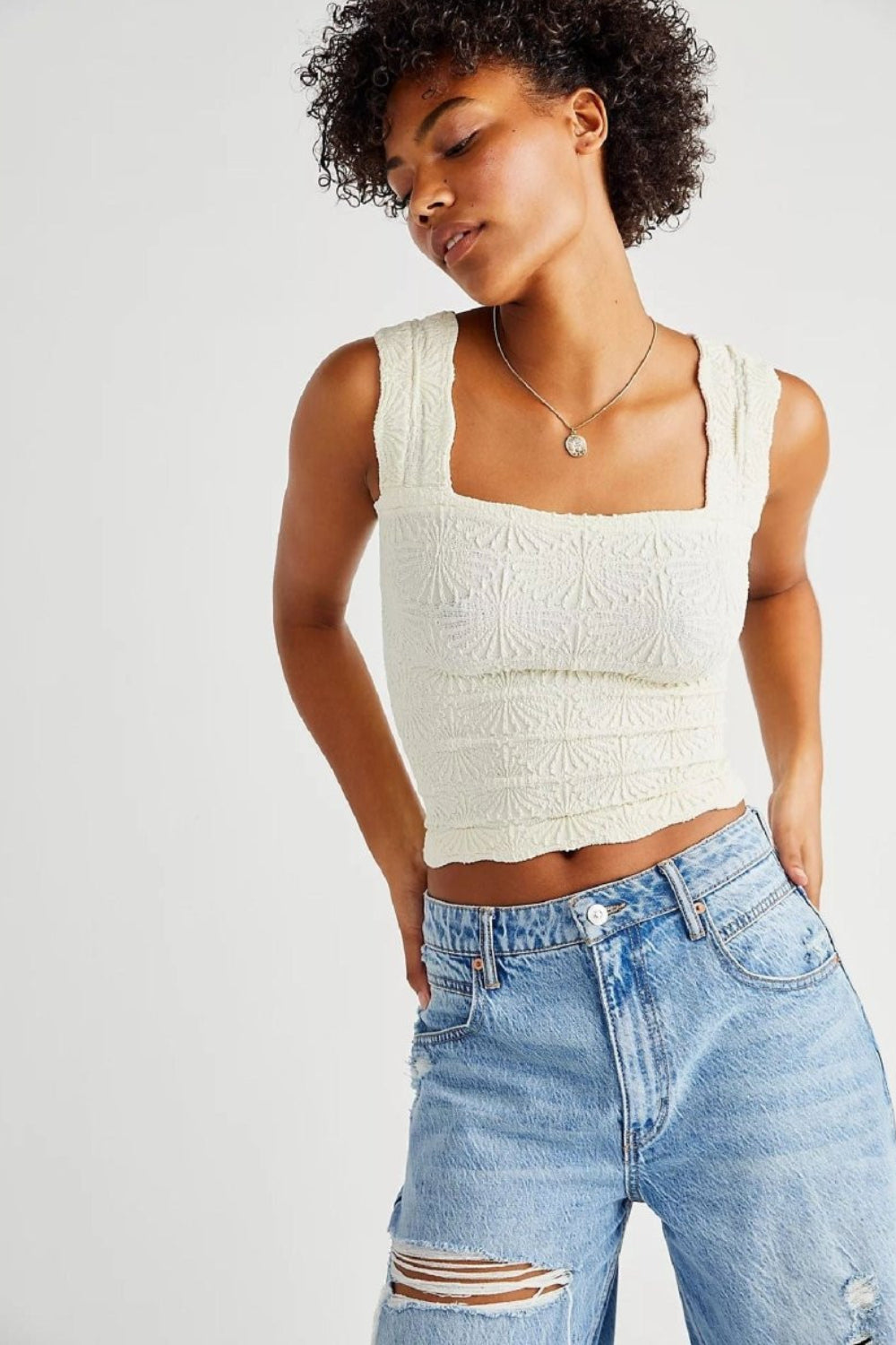 NOVA JACQUARD ÄRMLÖS TOPP
