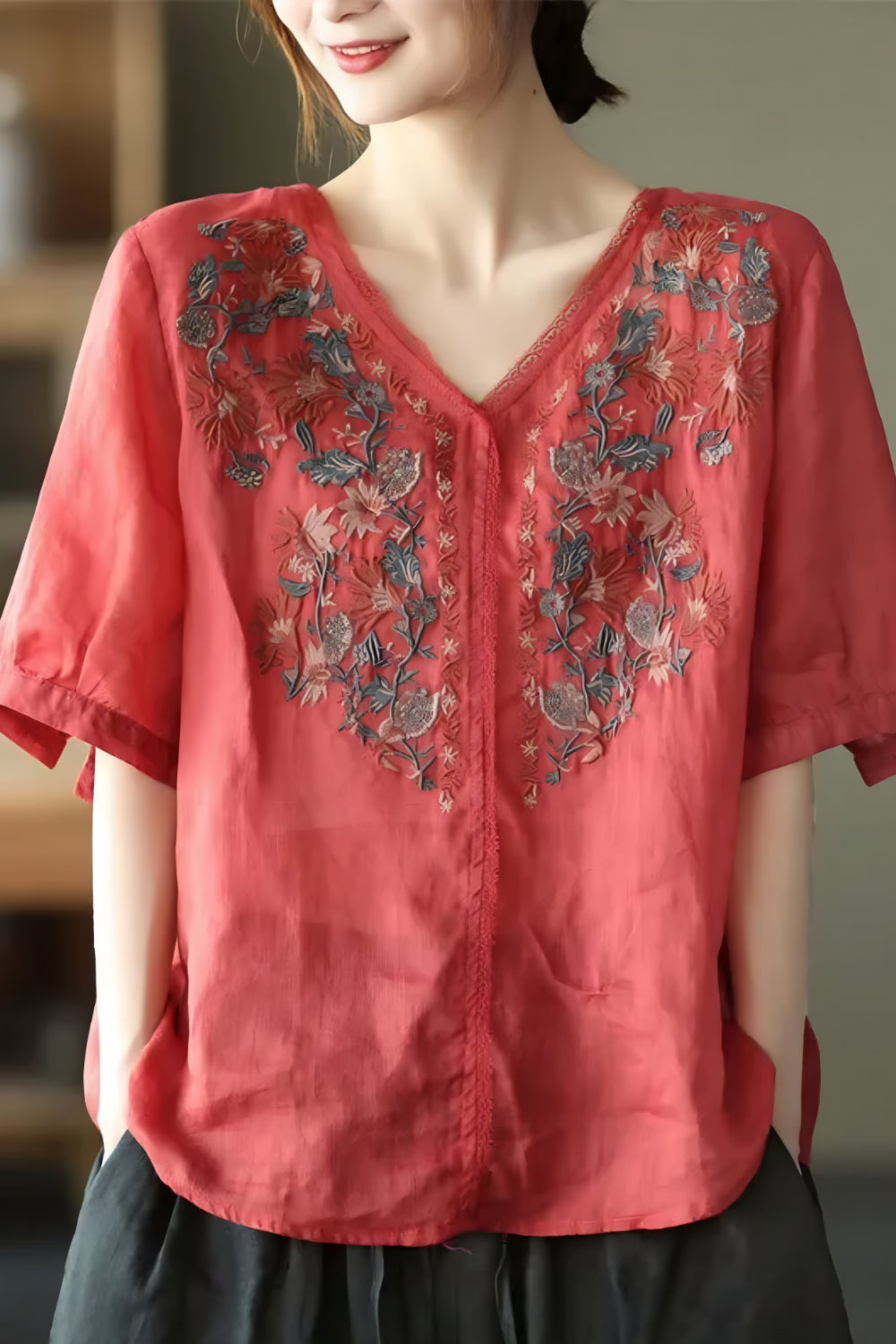 VINTAGE BRODERAD TOPP