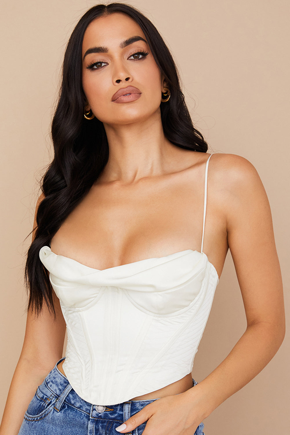 Satin draperad korsett