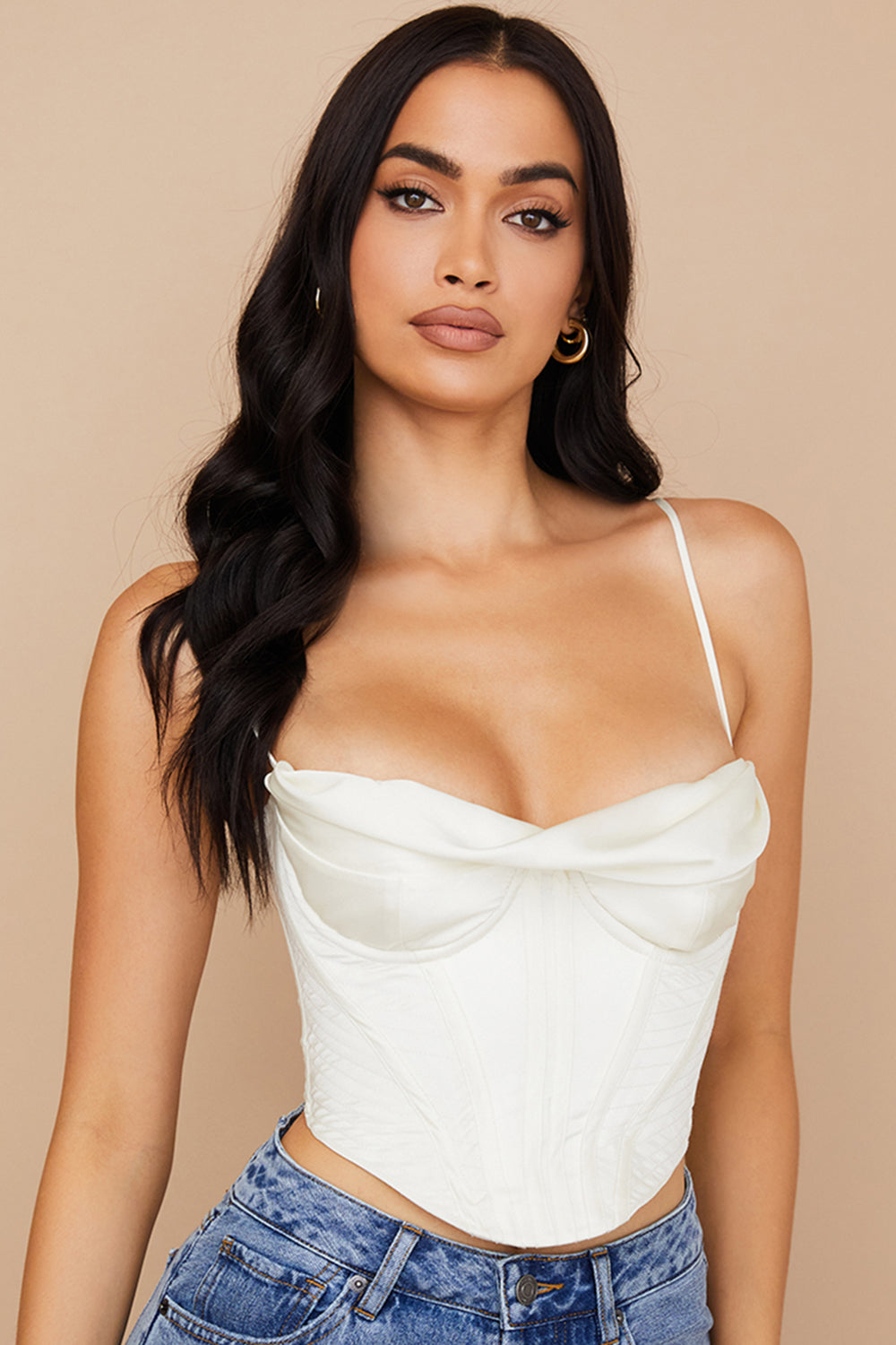 Satin draperad korsett