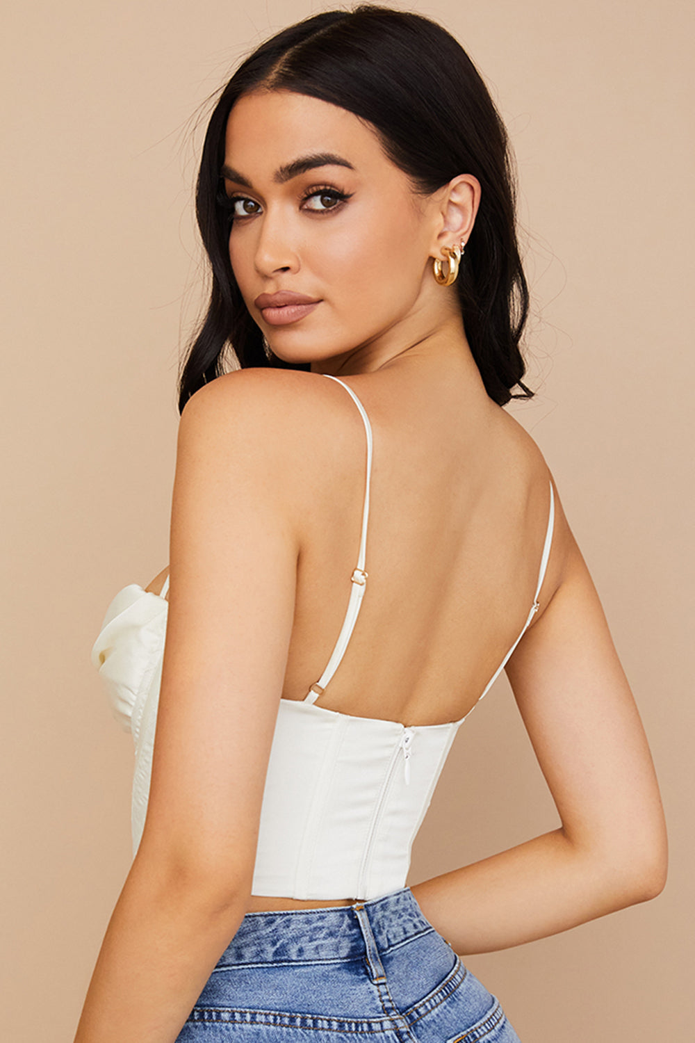 Satin draperad korsett