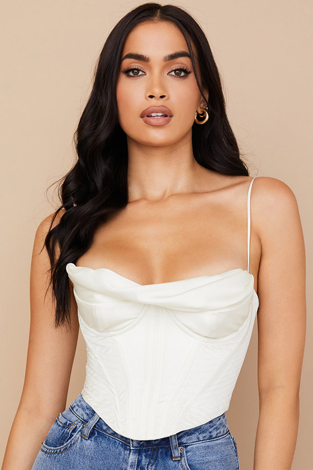 Satin draperad korsett