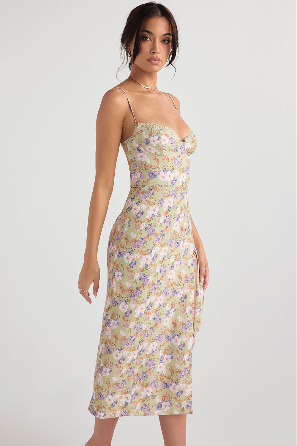 Korsett lång sundress med tryck