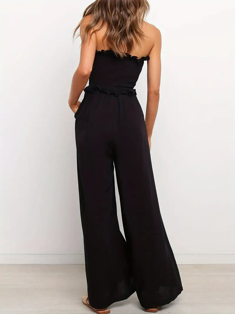 Svart jumpsuit utan axlar