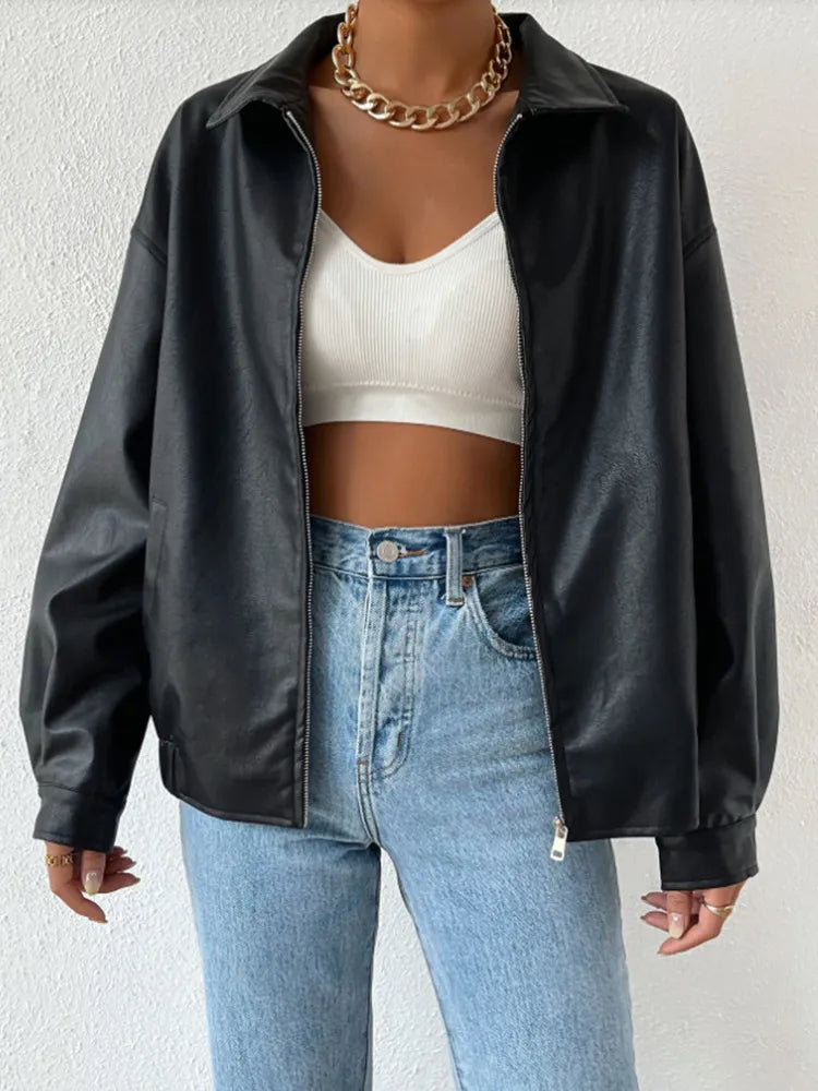 Zipjacka med skjortkrage och rak fåll