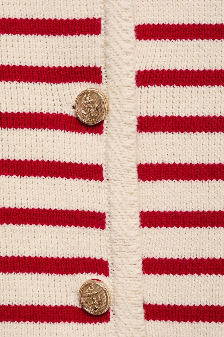 Randig kofta i rött och creme