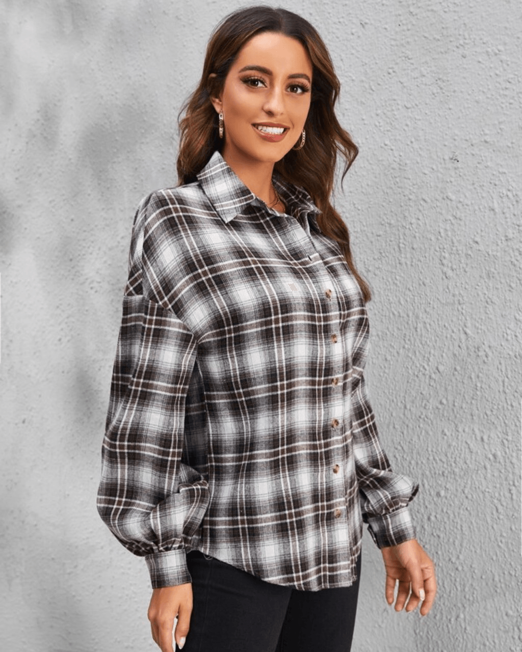 Rutig oversized skjortjacka