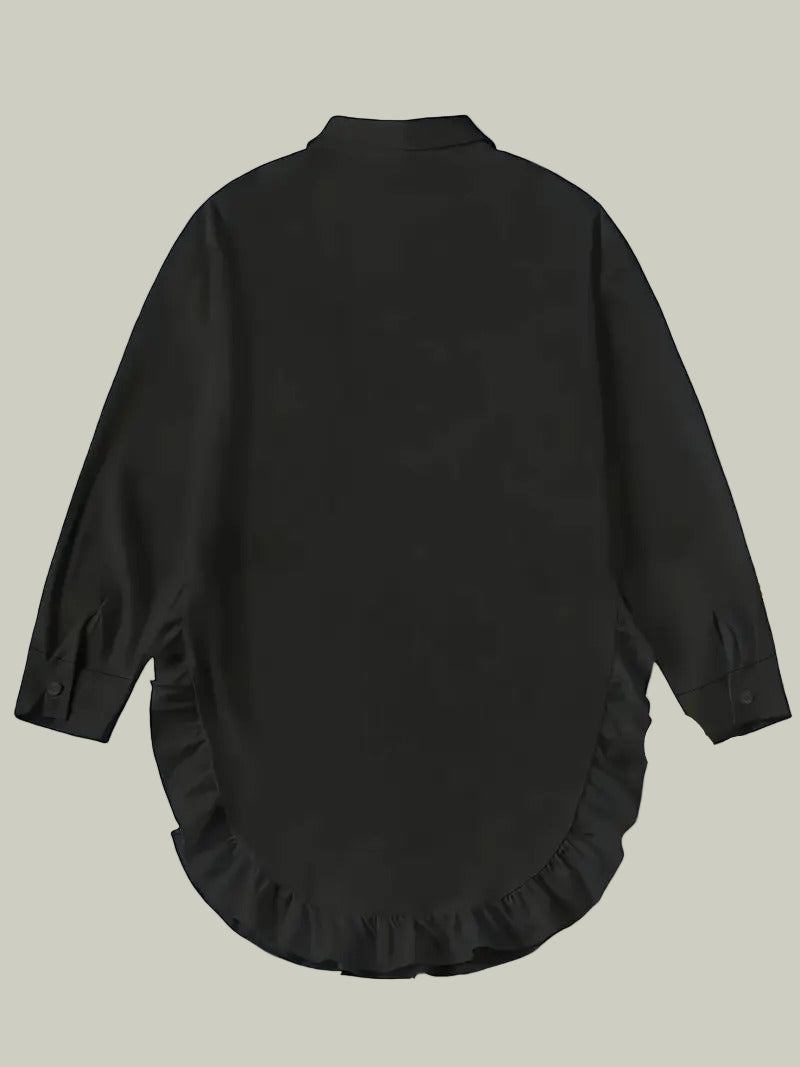 Skjortklänning med volangkant och knäppning