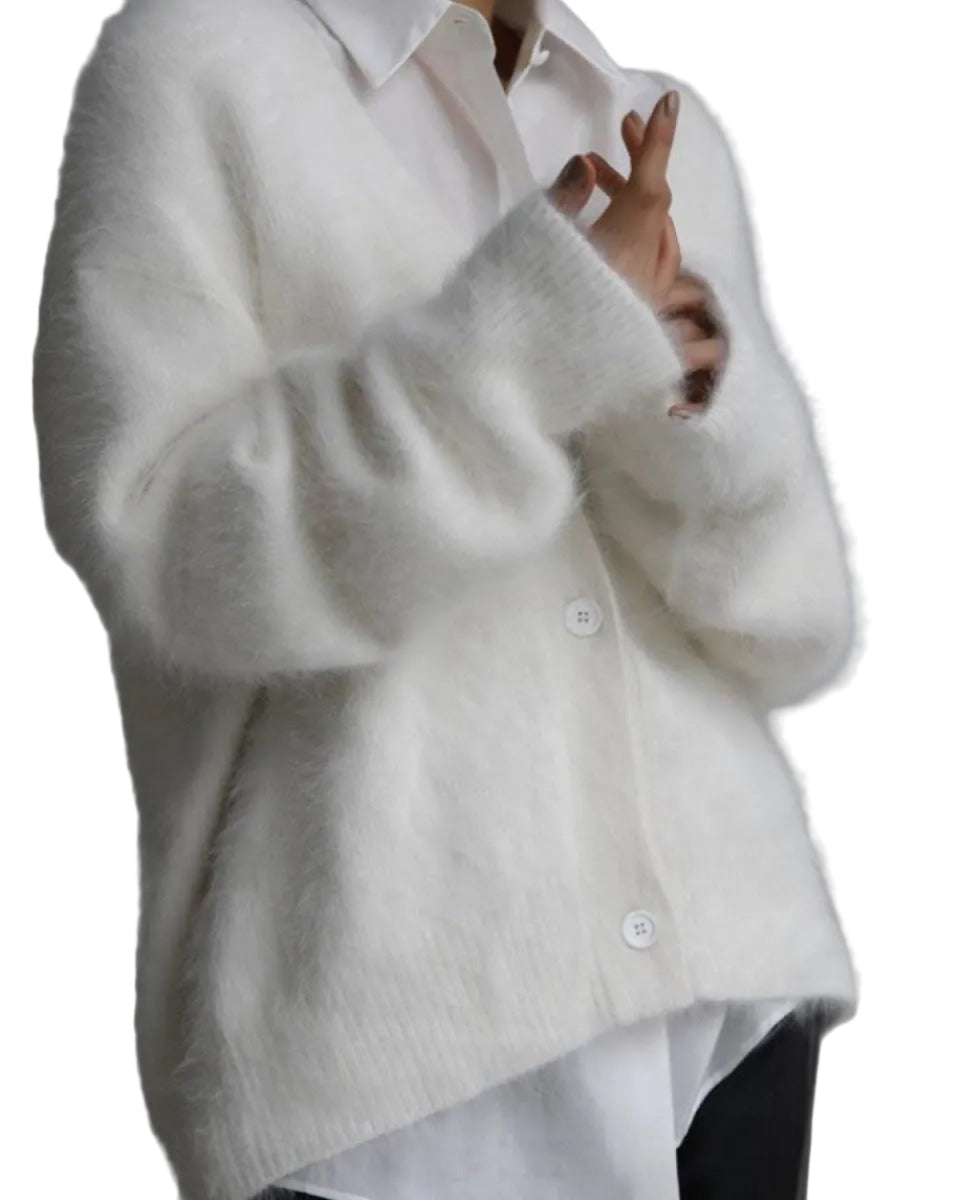 Oversized kofta med knappar och långa ärmar