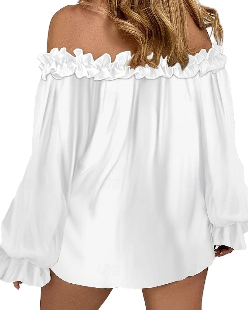 Offshoulder blus med volang