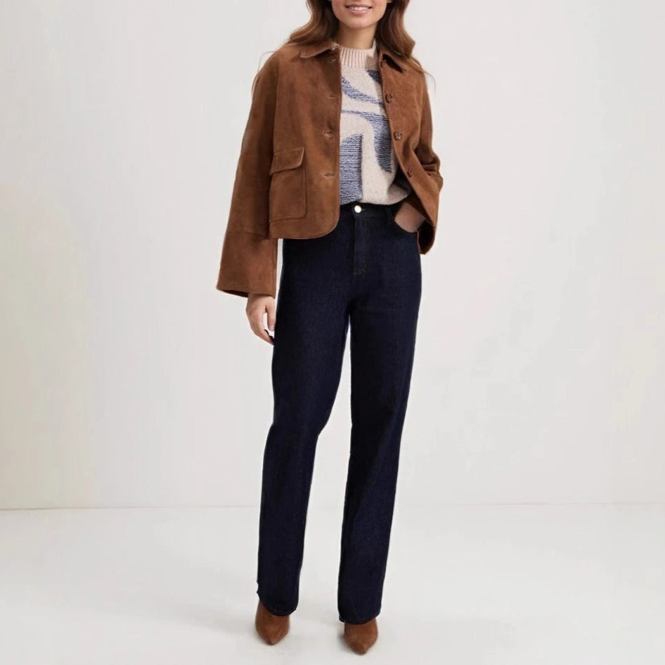 Brun kort utility-jacka