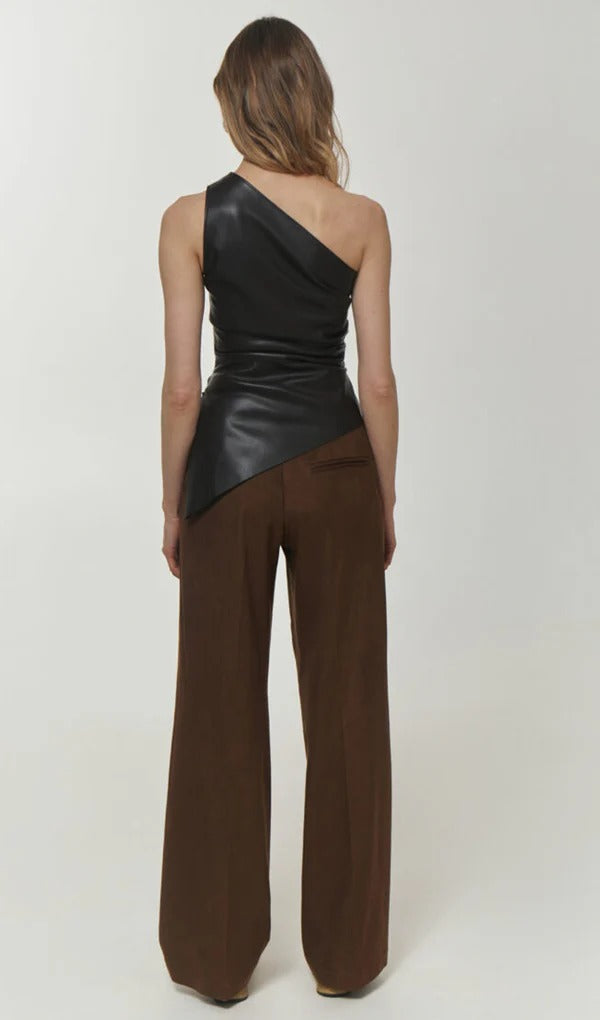 Svart one-shoulder peplumtopp