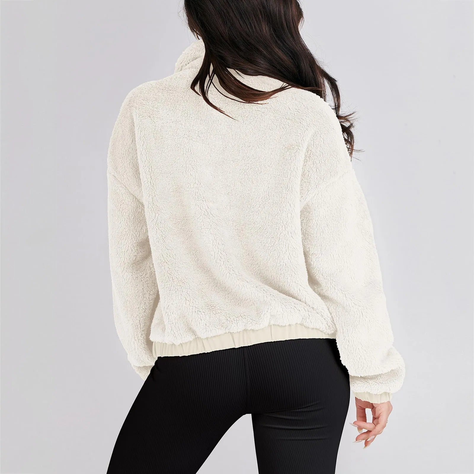 Oversize mysig zipjacka med ståkrage