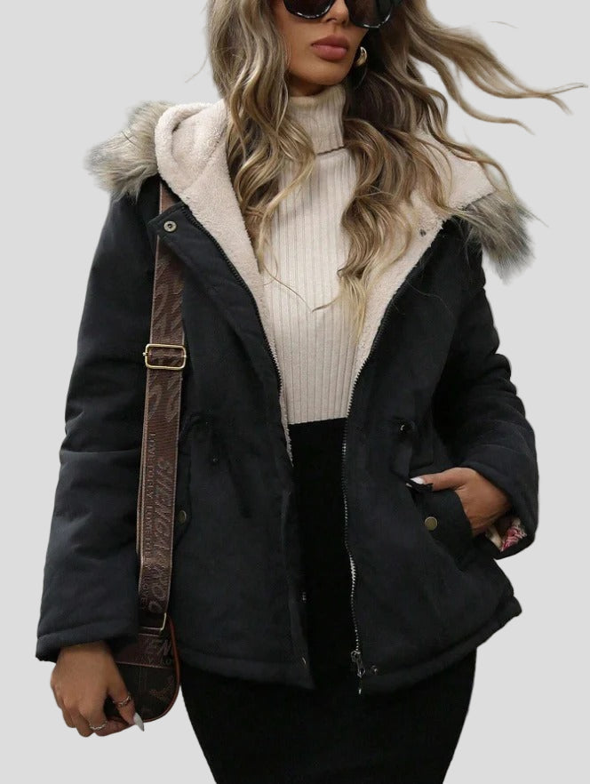 Parkas med huva – mjukt foder, justerbar midja