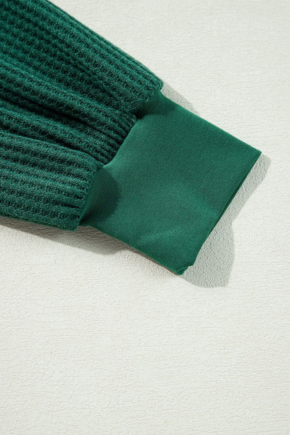 V-ringad våfflad oversized långärmad topp