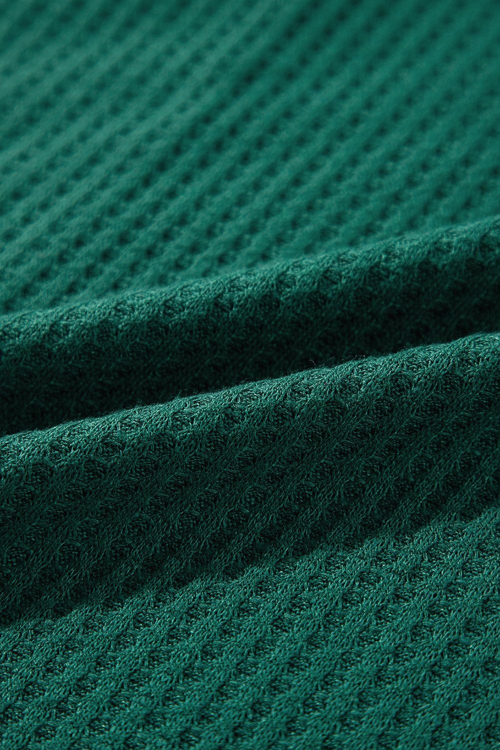 V-ringad våfflad oversized långärmad topp