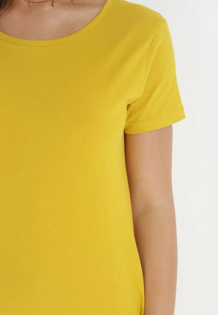 Gul T-shirtklänning med fickor
