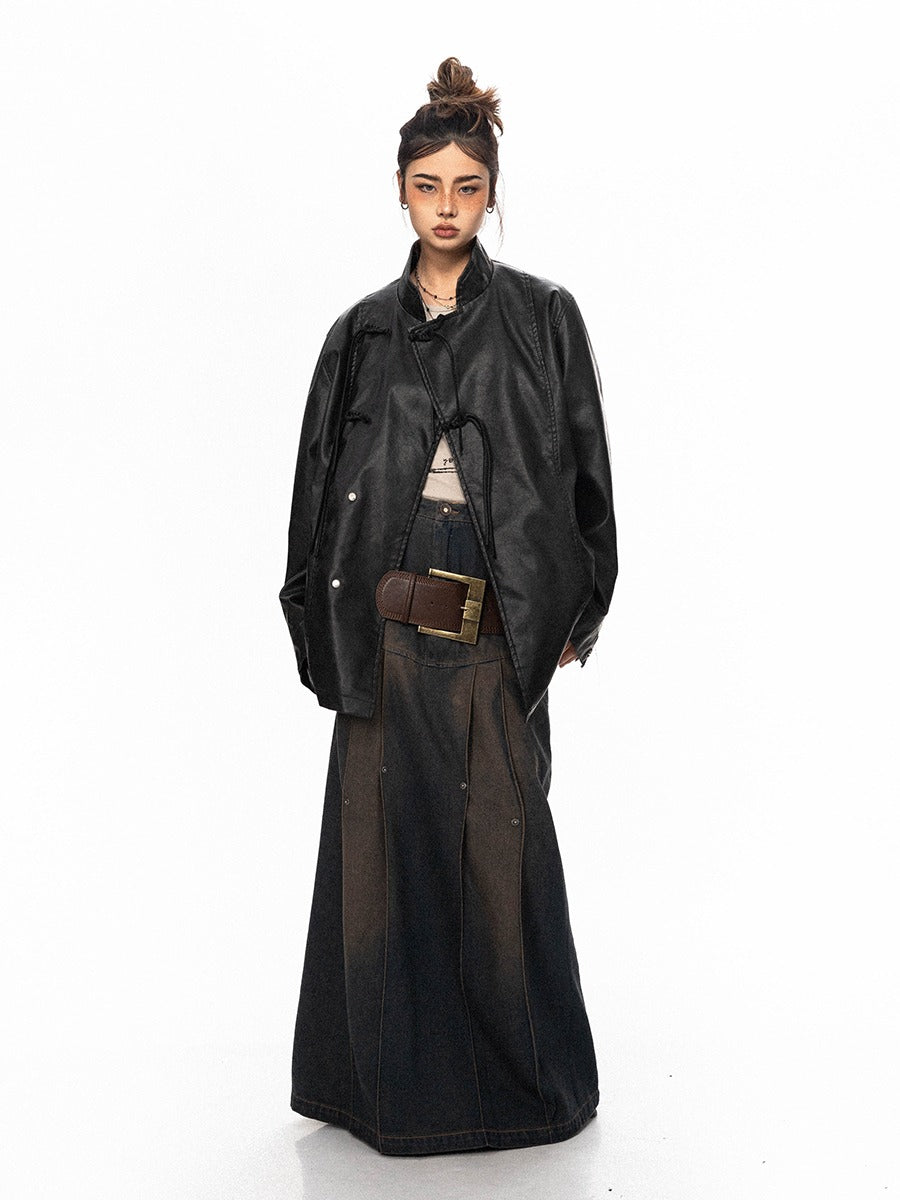 Oversize wrapjacka med ståkrage