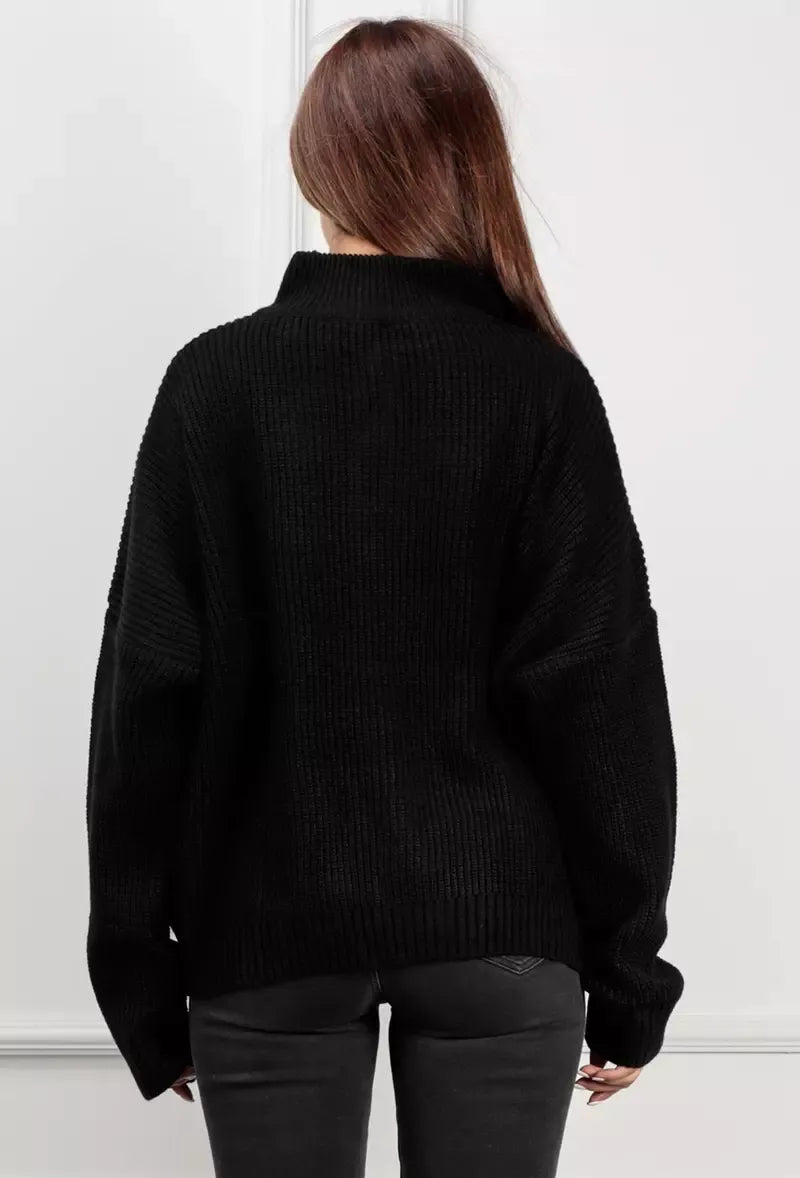 Svart oversized tröja med dragkedja