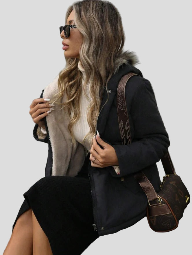 Parkas med huva – mjukt foder, justerbar midja