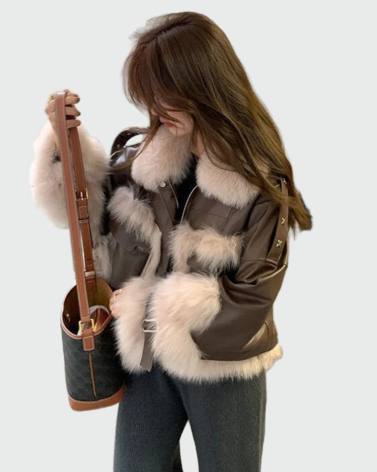 Jacka med plyschkant