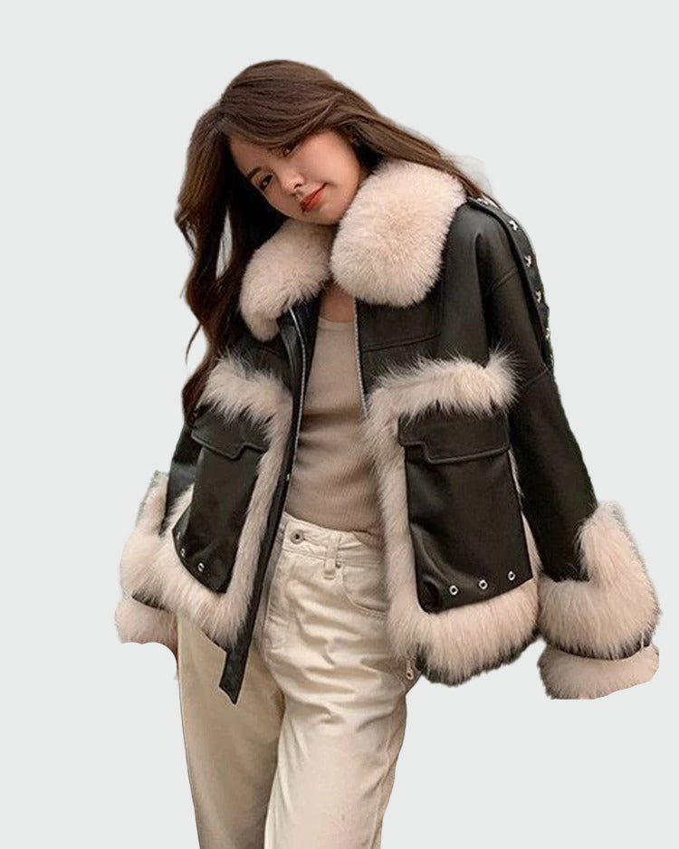 Jacka med plyschkant