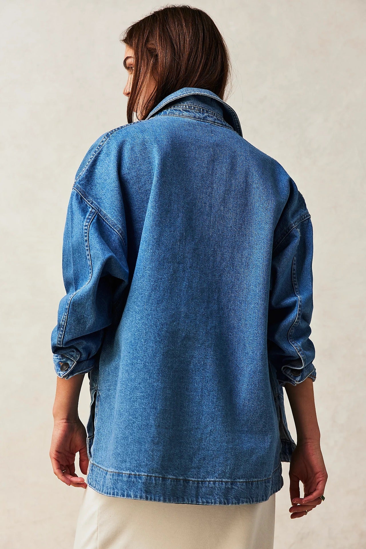 Oversized skjortjacka med bröstfickor