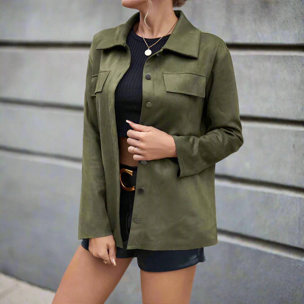 Skjortjacka med tryckknappar och bröstfickor