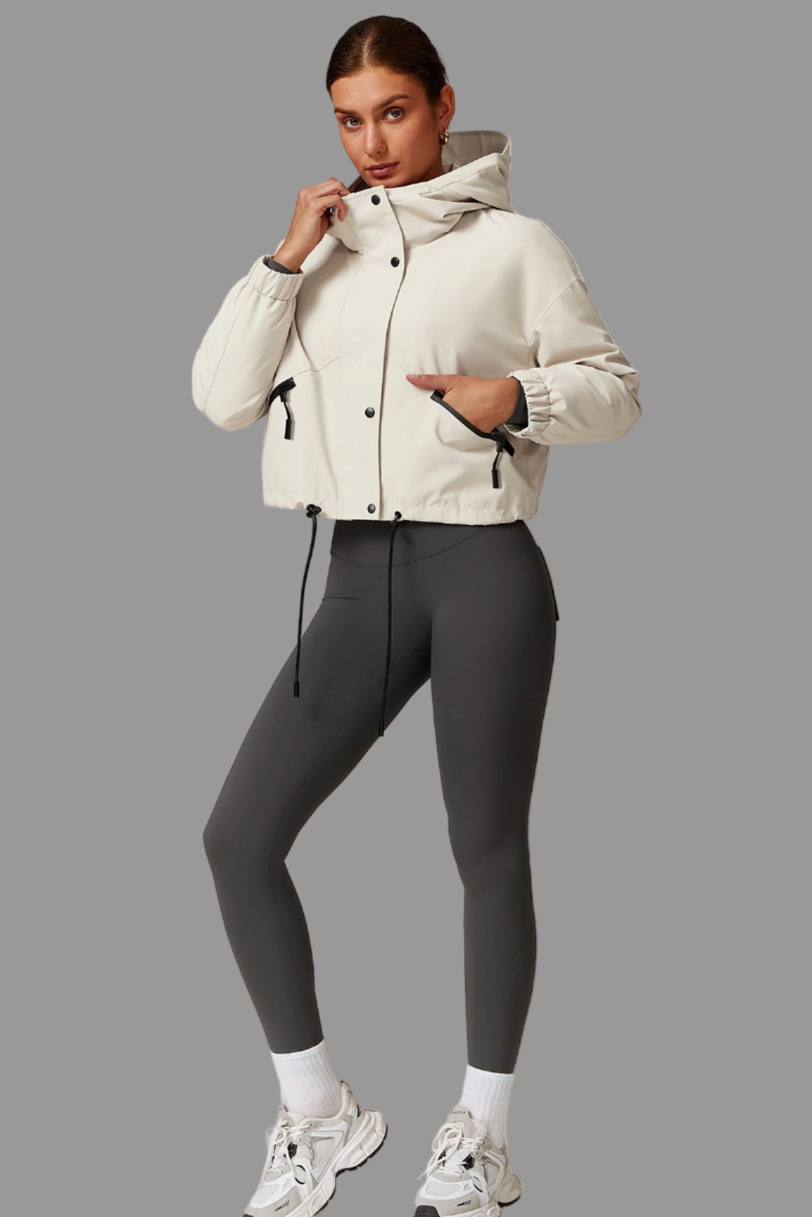 Croppad hoodad vindjacka