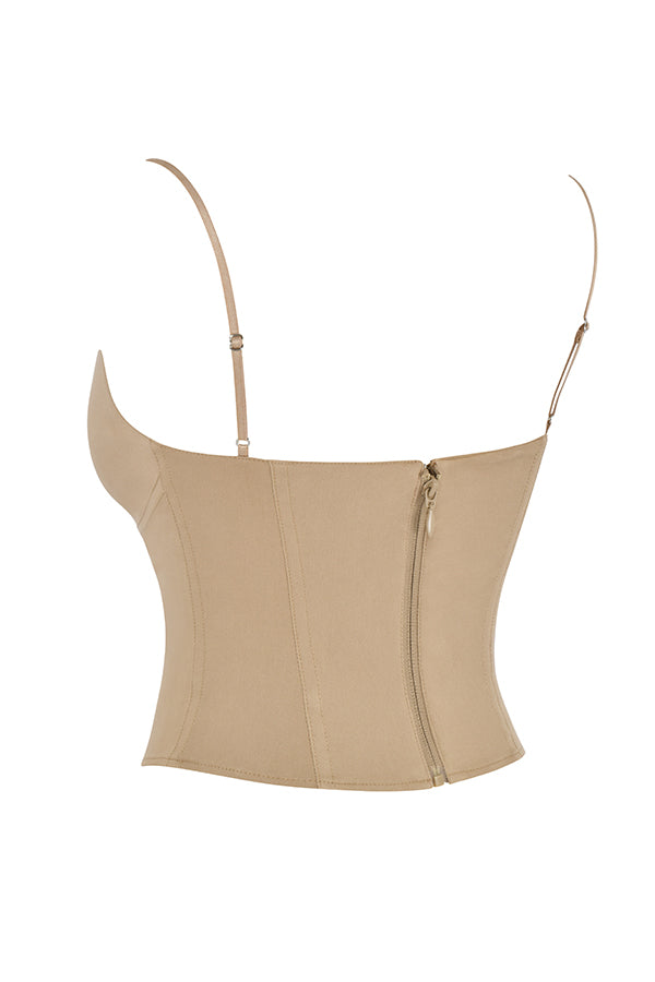Beige skulpterad korsett med minikjol