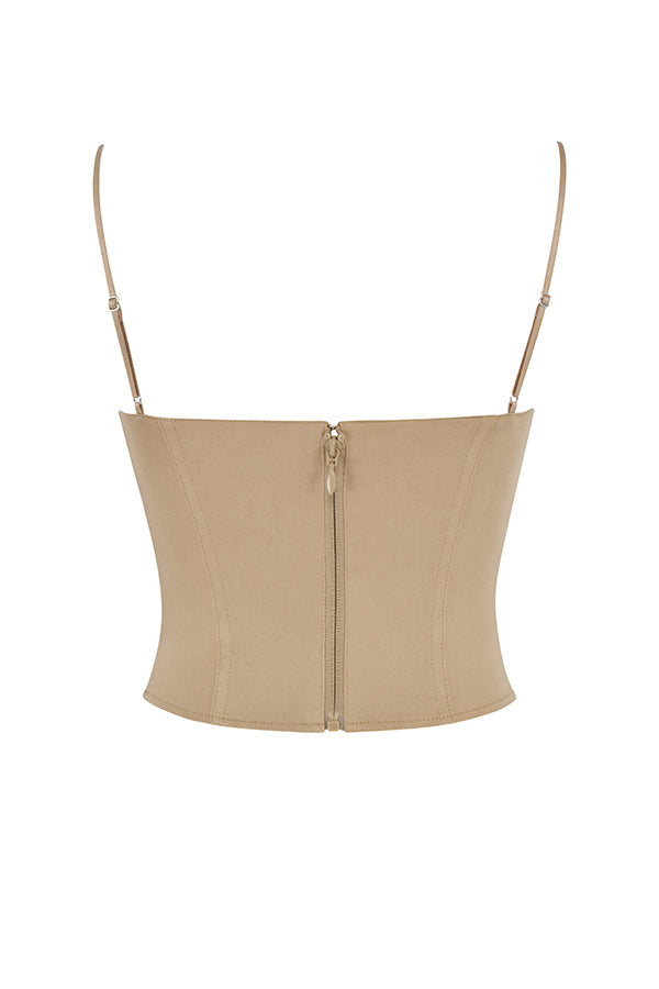 Beige skulpterad korsett med minikjol