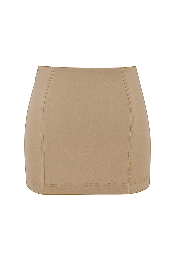 Beige skulpterad korsett med minikjol