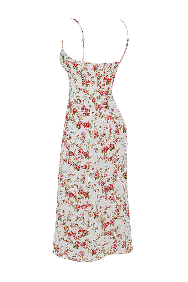 Korsett lång sundress med tryck